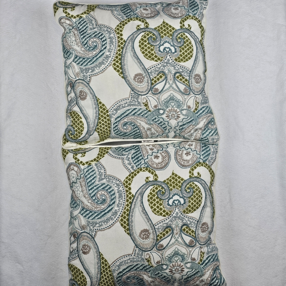 Pier 1 Imports Set Of 2 Throw Pillows Teal Green Blue White 16x16 Nostaglic